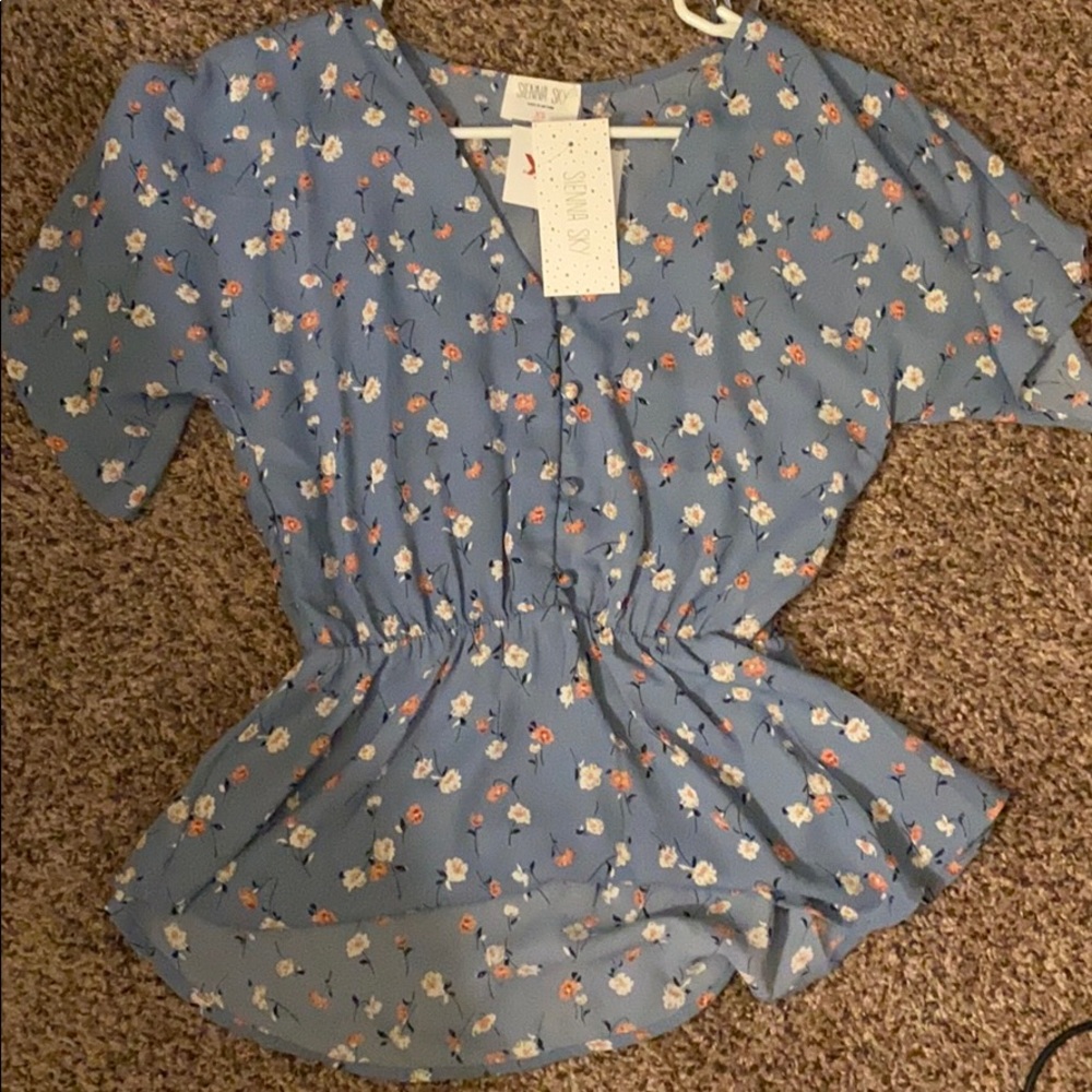 Blue flower blouse